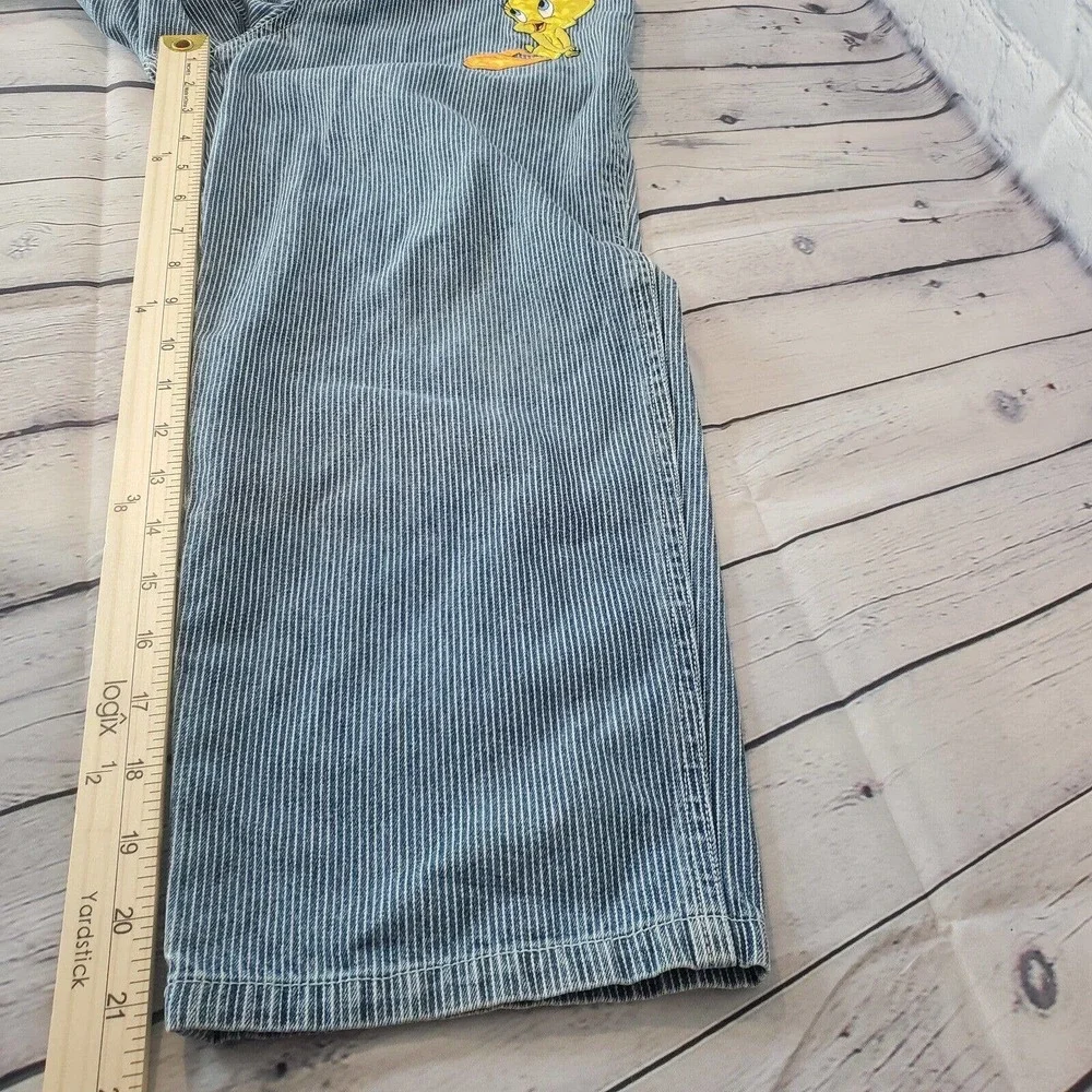Vintage 1998 Looney Tunes Tweety Bird Denim Overalls Girls Size 10 Bibs‎ (30X21)